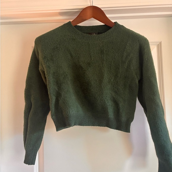 Lulus Sweaters - Lulu's Forest Green Crew Neck Sweater Cropped Size Medium